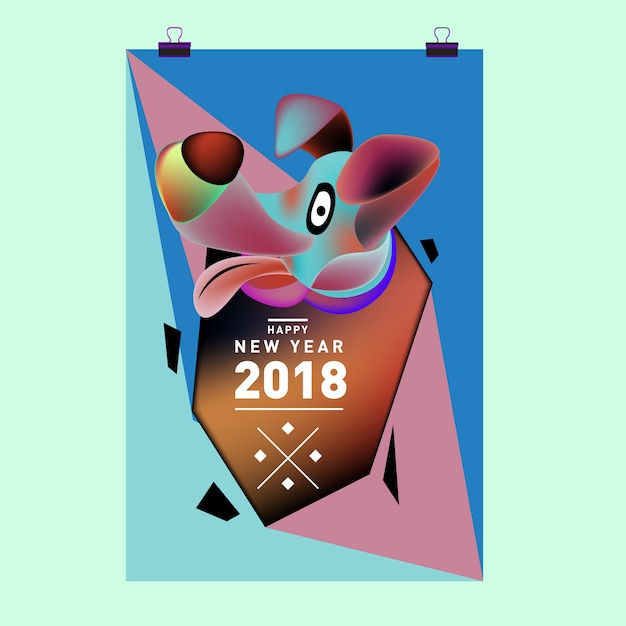 Vector chinees nieuwjaar 2018 feestelijke vector kaart ontwerp met schattige hond, dierenriem symbool van 2018 jaar