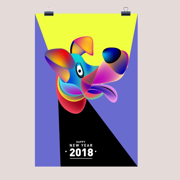 Chinees Nieuwjaar 2018 feestelijke vector kaart Ontwerp met schattige hond, dierenriem symbool van 2018 jaar