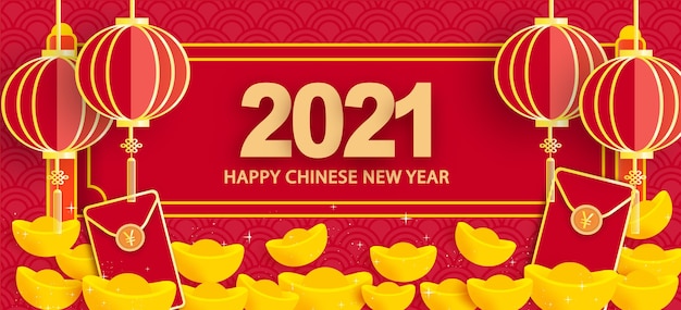 Chinees nieuwjaar 2021 jaar van de ossenachtergrond.