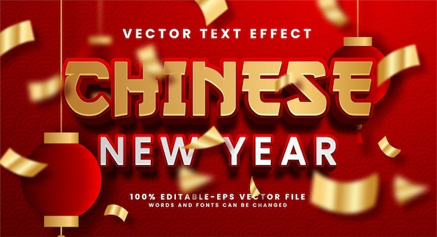 Chinees nieuwjaar bewerkbaar tekststijleffect met rood kleurenthema. Geschikt voor Aziatisch evenementconcept.