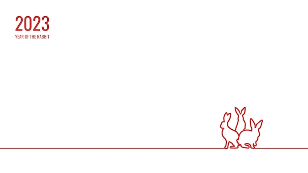 Chinees nieuwjaar konijn lijntekeningen op lege witte achtergrond voor sjabloon voor spandoek