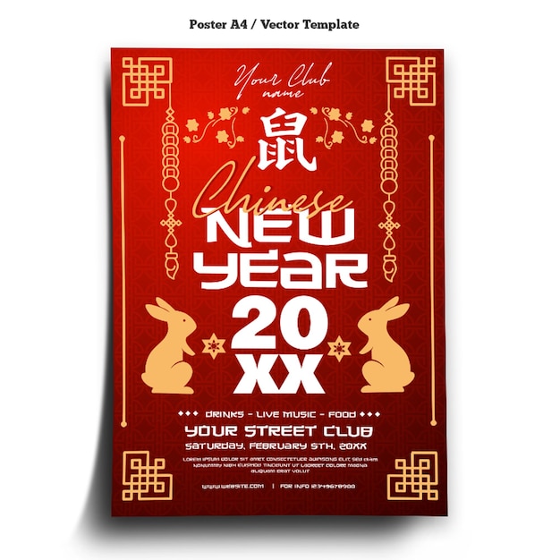 Chinees Nieuwjaar Konijn Poster Sjabloon