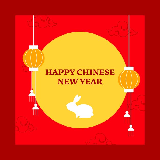Chinees nieuwjaar wenskaartsjabloon, 2023 jaar van konijn