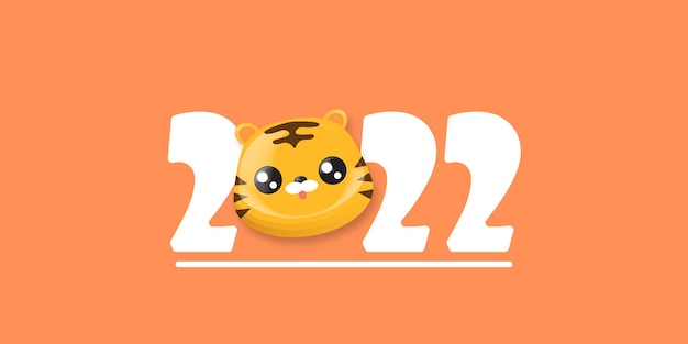 Chinese 2020 new year banner design template with cute baby tiger head character