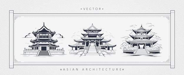 Vector chinese ancient architecture tower art