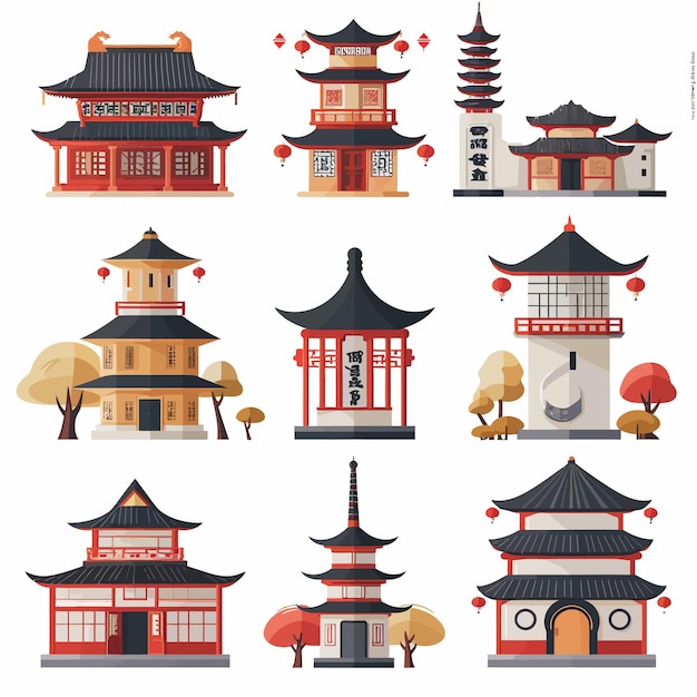 Vector chinese ancient architecture