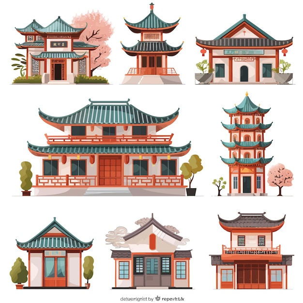 Vector chinese ancient architecture