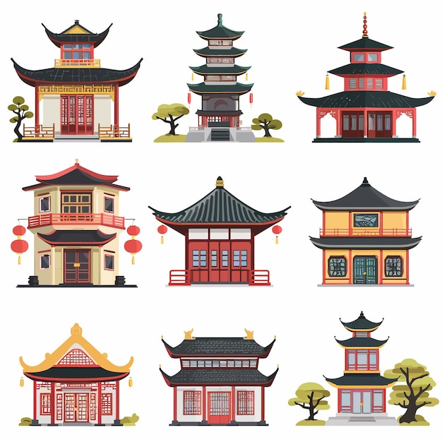 Vector chinese ancient architecture