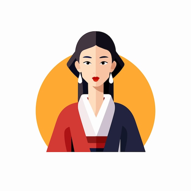 ベクトル 古代中国人女性の平らなイラスト ベクトル