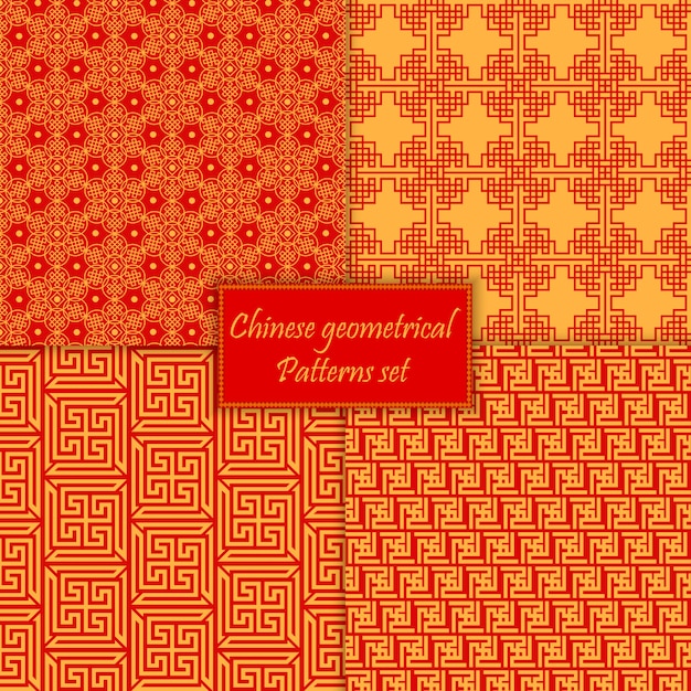 Chinese asian seamless patterns set