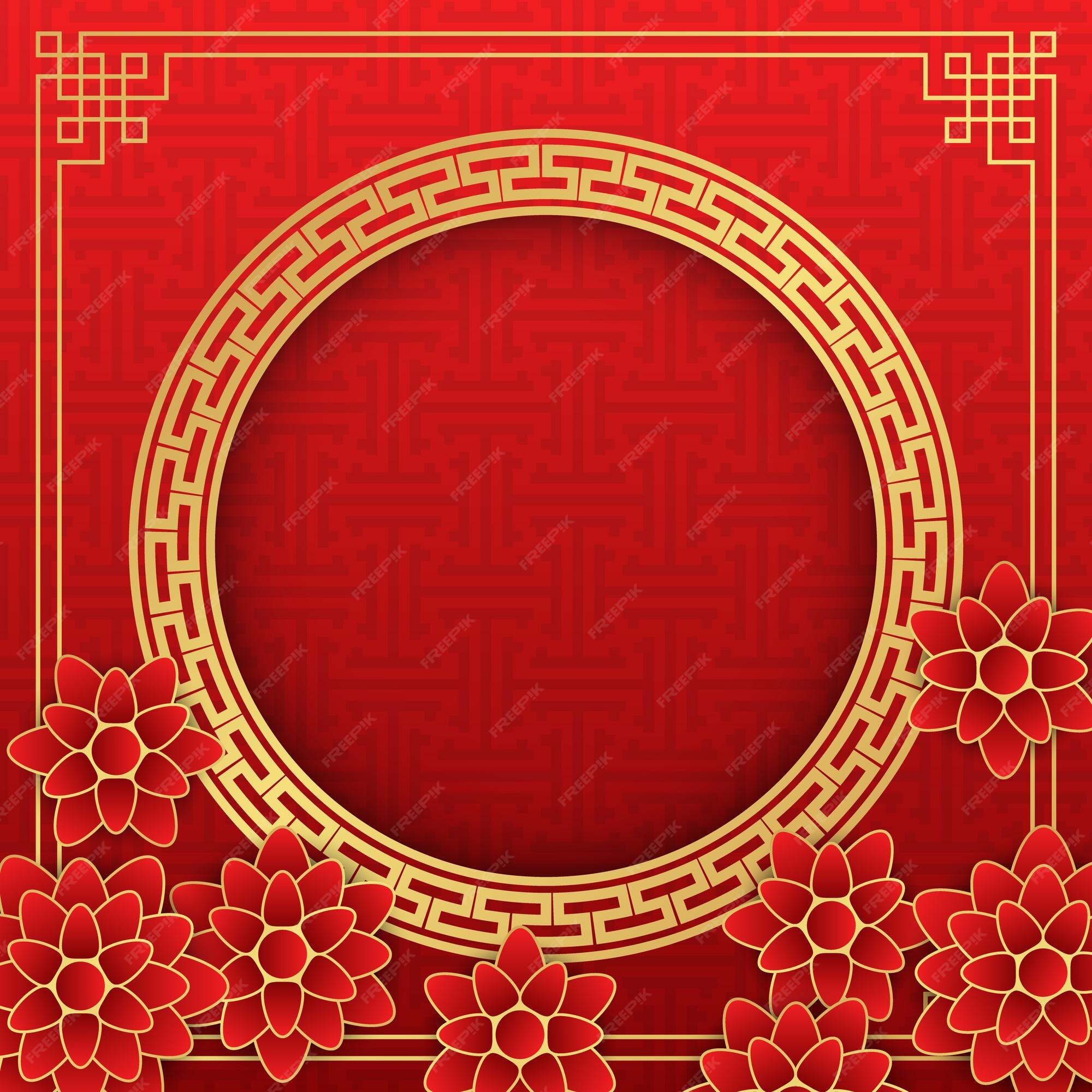 Premium Vector | Chinese background, decorative classic festive red  background and gold frame, vector illustration