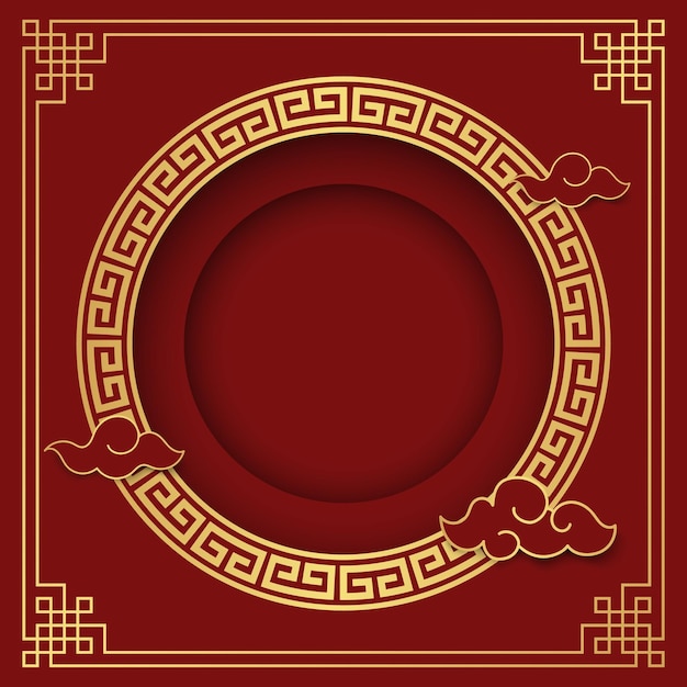 Vector chinese background decorative classic festive red background and gold frame vector illustration