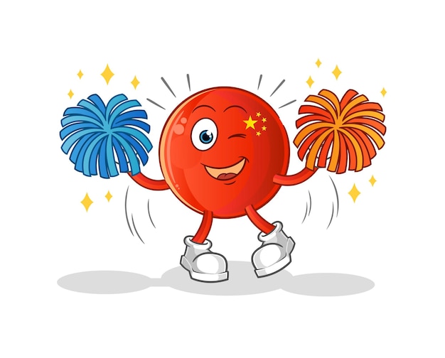 Chinese badge cheerleader cartoon. cartoon mascot vector