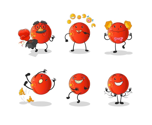 Chinese badge comedy set character. cartoon mascot vector