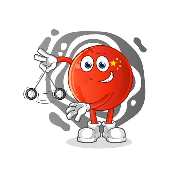 Chinese badge hypnotiserende cartoon. cartoon mascotte vector