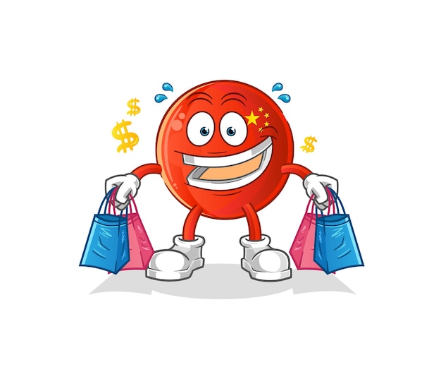 Chinese badge shoping mascotte. cartoon vector