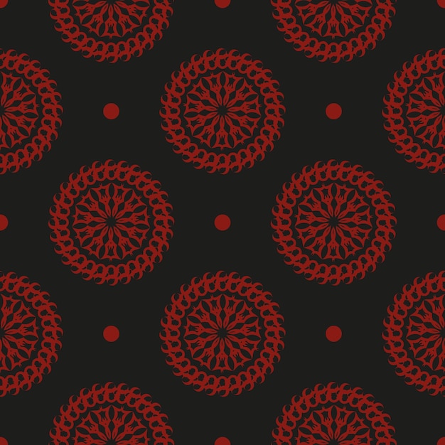 Китайский черно-красный абстрактный бесшовный векторный фон Обои в винтажном стиле шаблона Индийский цветочный элемент Графический орнамент для упаковки обоев