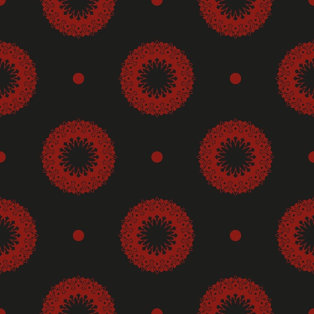 Китайские черно-красные абстрактные бесшовные векторные обои в винтажном стиле шаблона