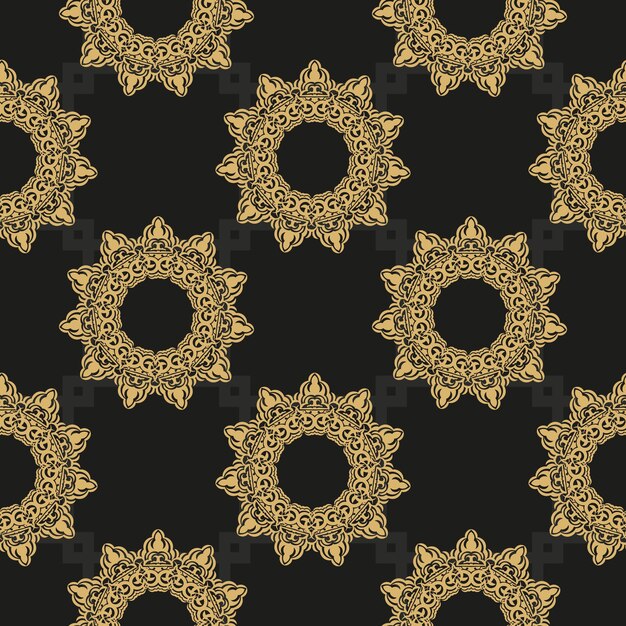 Chinese black and yellow abstract seamless vector background Wallpaper in a vintage style template Indian floral element Graphic ornament for wallpaper fabric packaging