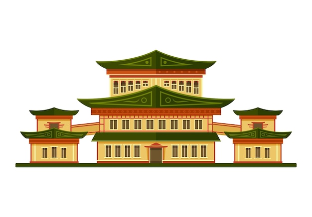 Vector chinese building facade or exterior vector icon