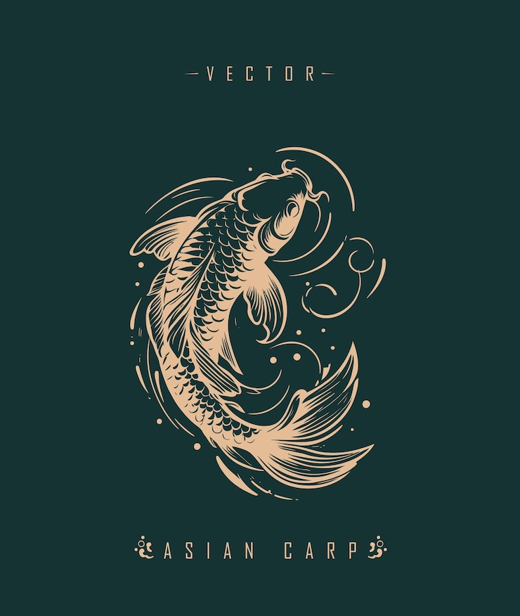 Vector chinese carp traditional art form