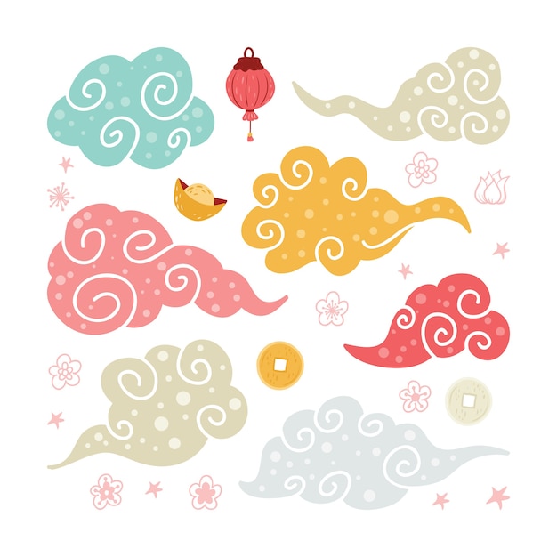 Chinese cloud vector illustration with cartoon style