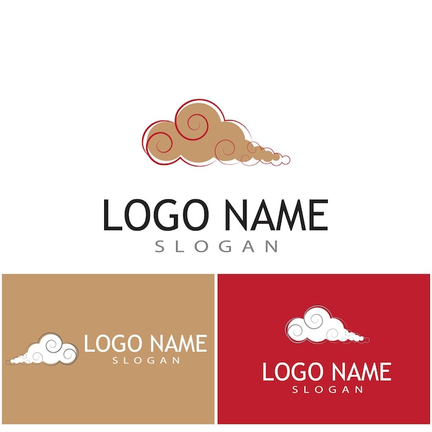 Chinese clouds logo template vector symbol design