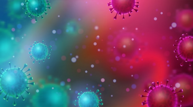 Chinese coronavirus COVID-19 under the microscope. illustration