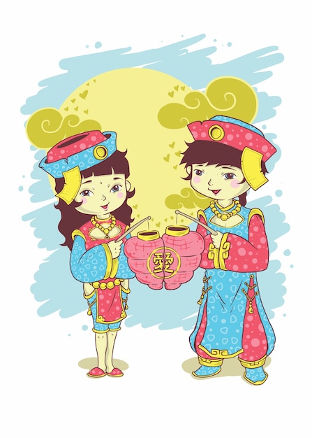 Vector chinese couple.cdr