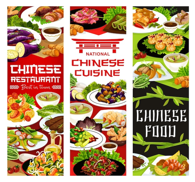 Chinese cuisine asian food restaurant banners