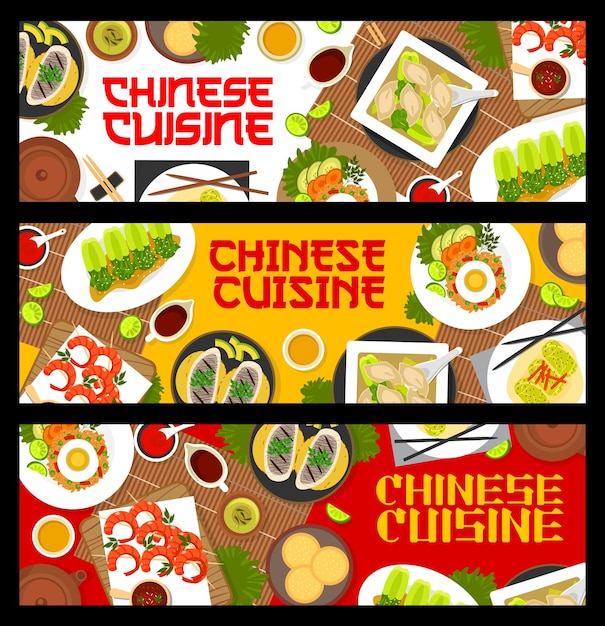 Баннеры блюд китайской кухни для азиатского ресторана
