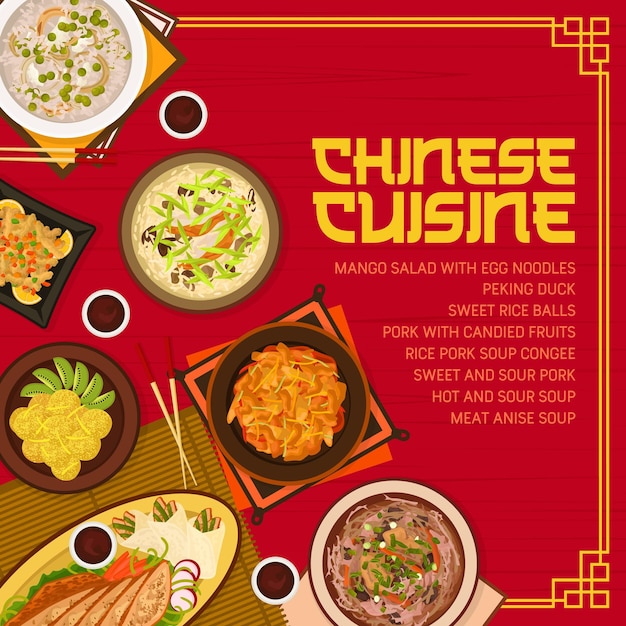 Vector chinese cuisine meals menu page cover template