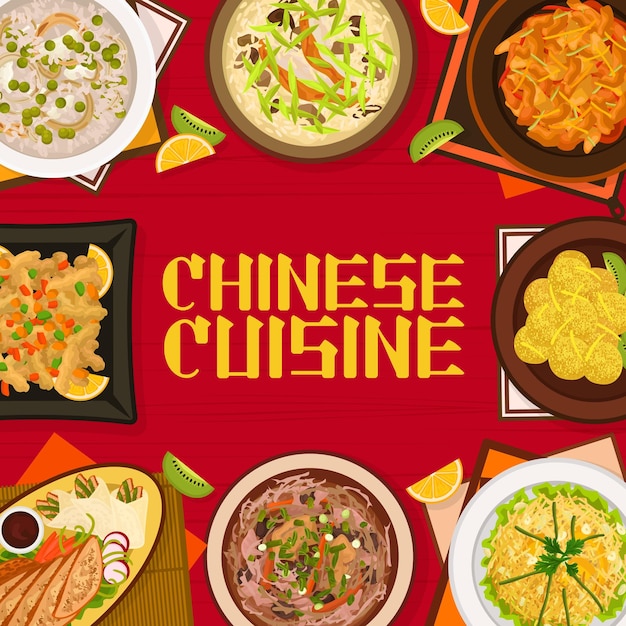 Vector chinese cuisine restaurant dishes menu cover page