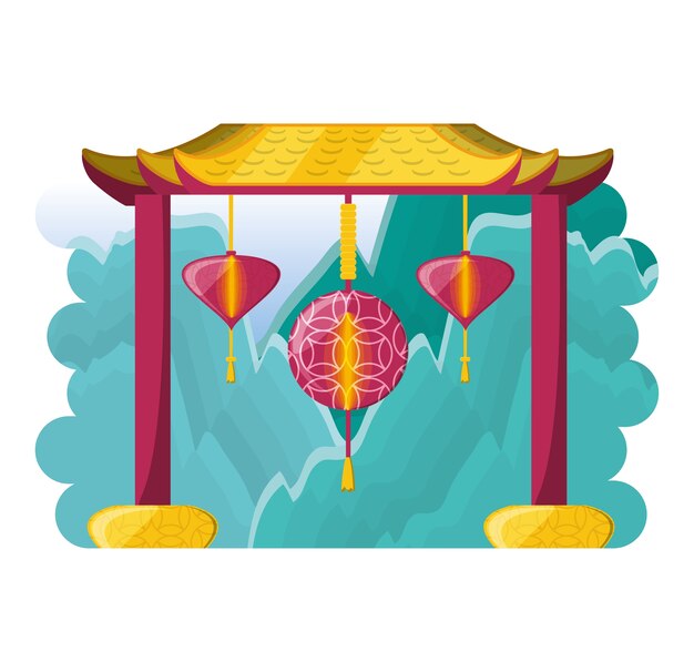 Chinese culture architecture icons