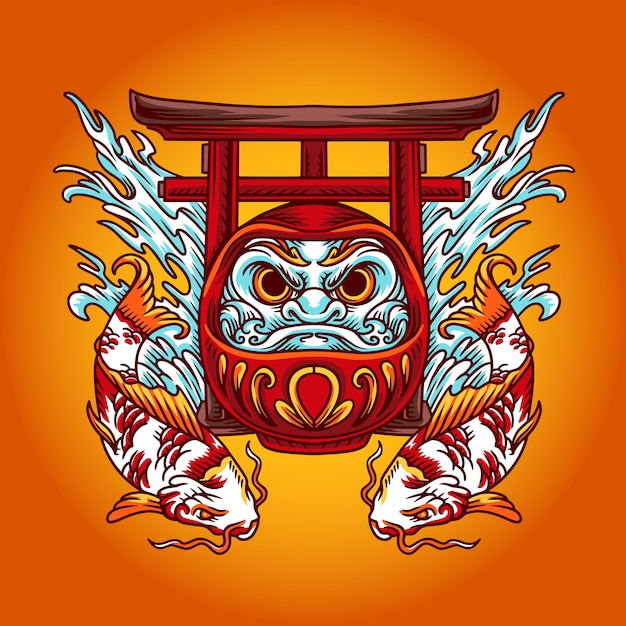 Vector chinese daruma illustration