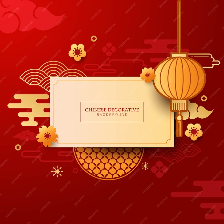 Premium Vector | Chinese decorative background for new year greeting card