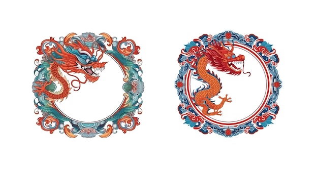 Vector chinese decorative frame with space for text art nouveau style