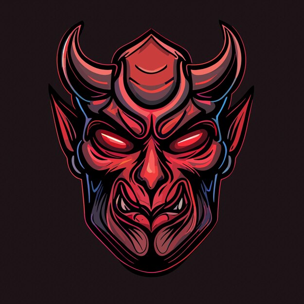 Chinese demon mask flat design vector art demon mask icon