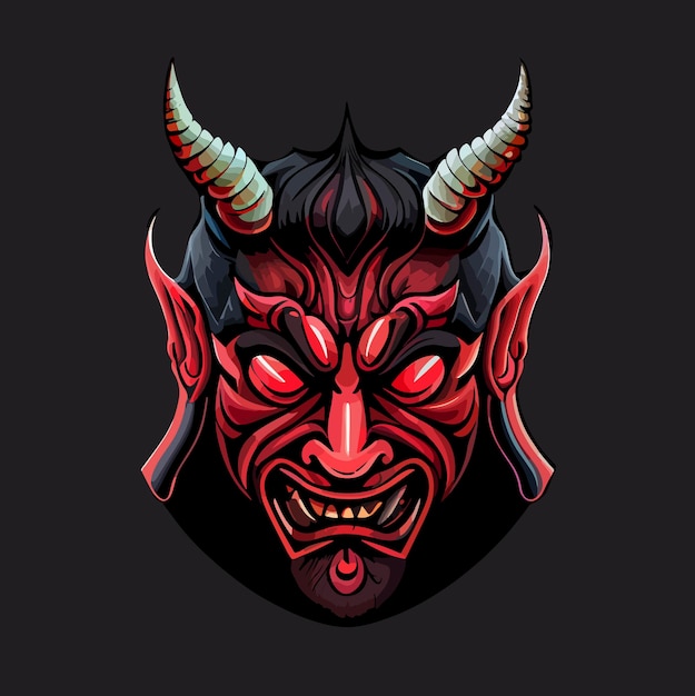 Chinese demon mask flat design vector art demon mask icon