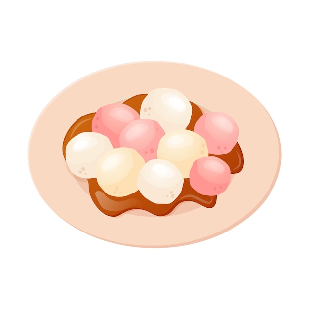 Chinese dessert tangyuan Rice flour balls in sweet syrup Asian food Vector