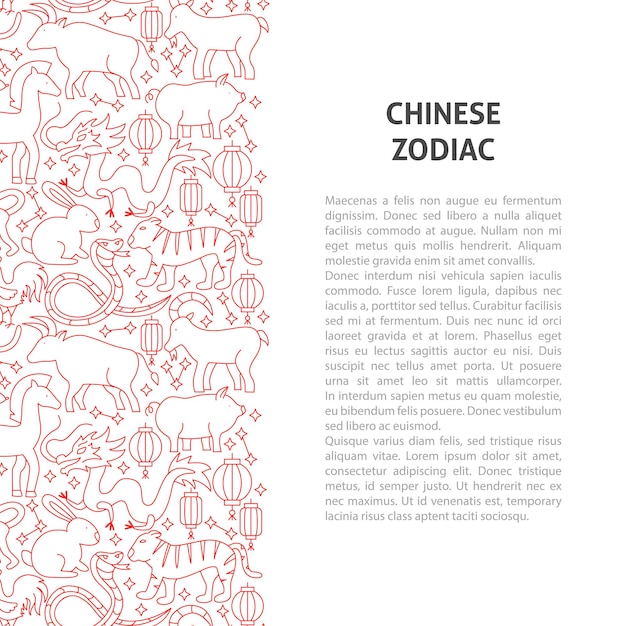 Chinese Dierenriem Lijnpatroon Concept