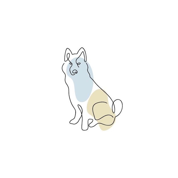 Chinese dierenriem symbool Hond illustratie in lijn kunststijl met boho kleur geïsoleerd op wit
