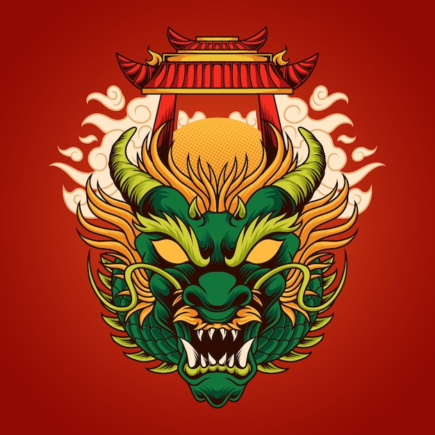 Chinese draak hoofd illustratie