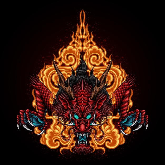 Chinese draak vuur vectorillustratie