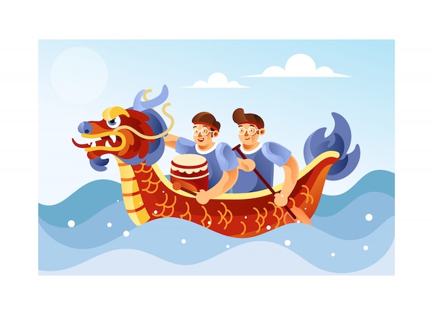 Vettore illustrazione cinese di dragon boat festival