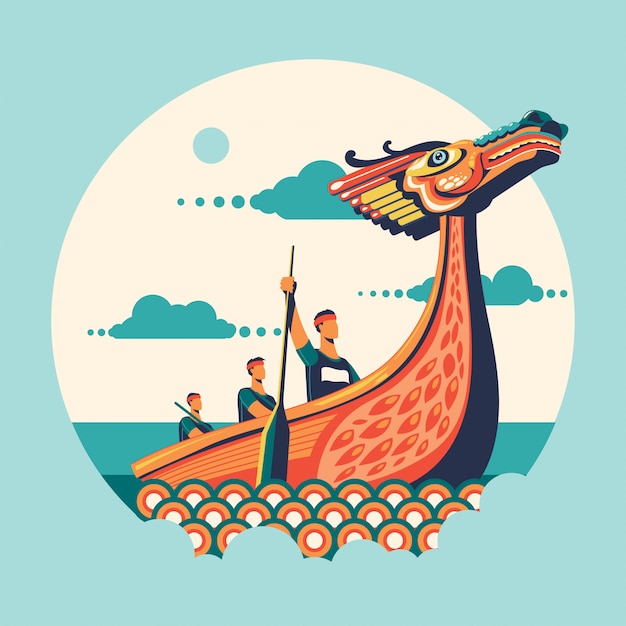 Chinese dragon boat festival vectorillustratie