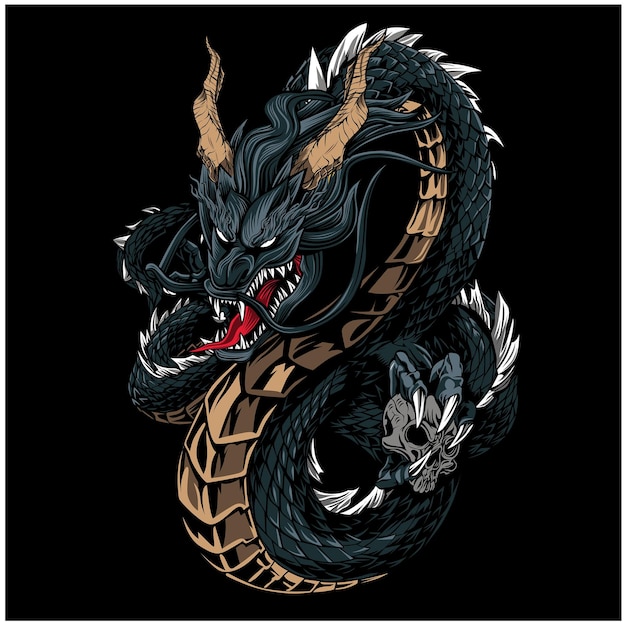 Vector chinese dragon cartoon in vector