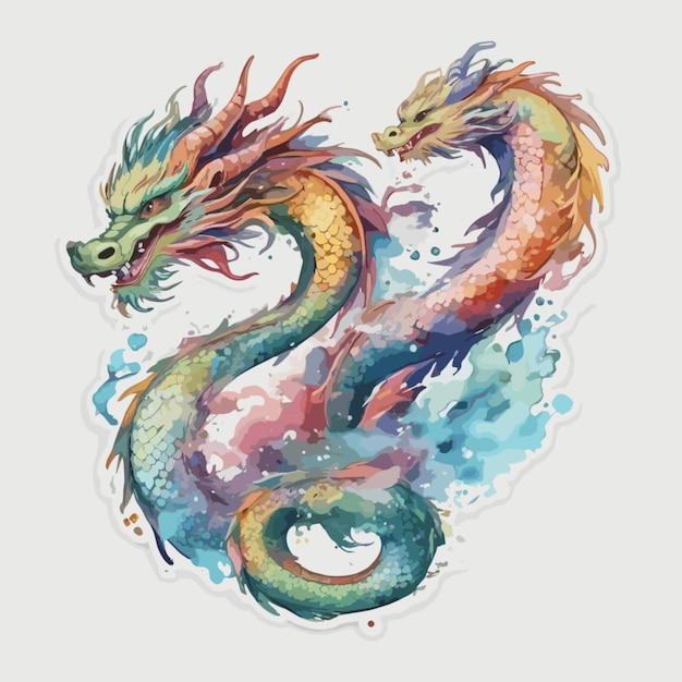 Vettore vettore di cartoni animati di draghi cinesi