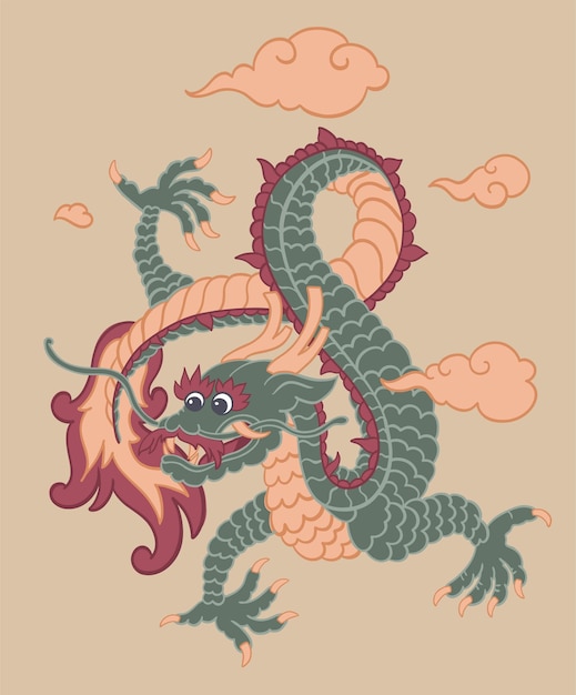 Chinese dragon creature with claws and tail cloud