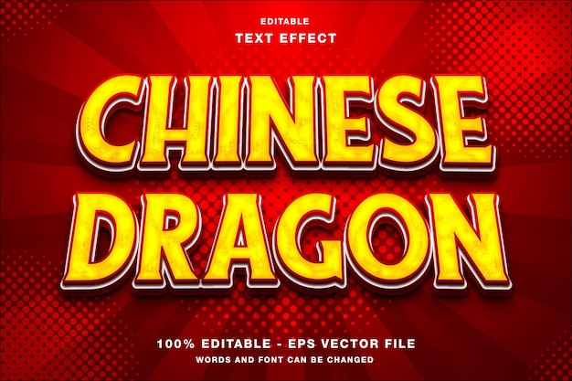 Vector chinese dragon editable text effect